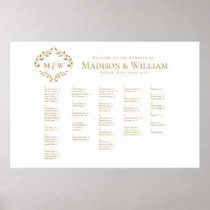 Póster Escudo Boda de lujo Monograma gráfico de invitados