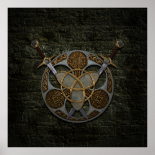 Póster Escudo celta y espadas