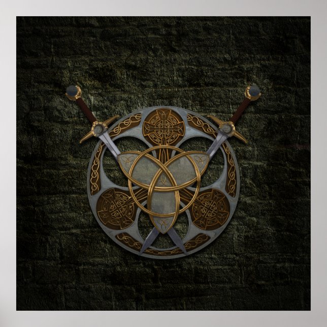Póster Escudo celta y espadas (Frente)