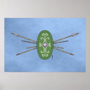 Póster Escudo celta y lentes antiguos
