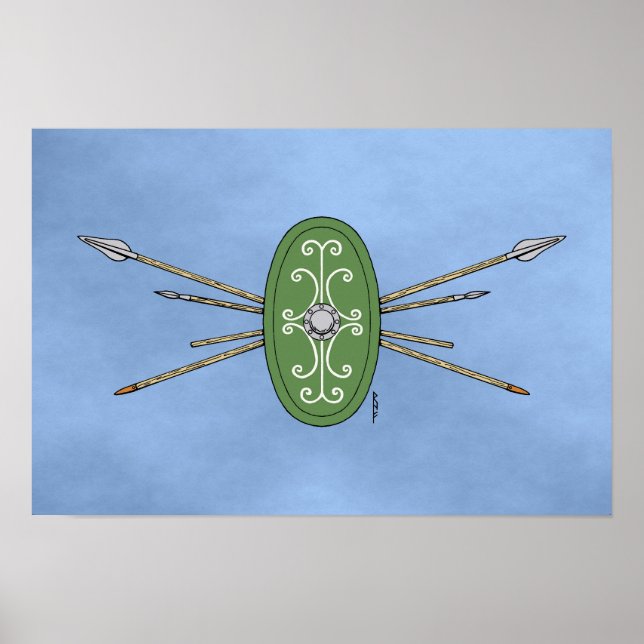 Póster Escudo celta y lentes antiguos (Frente)