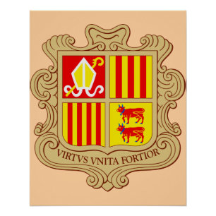 Póster Escudo de Andorra Principado Co-Histórico