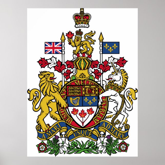 Póster Escudo de armas Canadá Símbolo oficial de la heren (Frente)