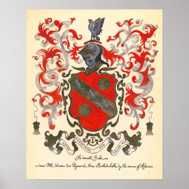 Póster Escudo de armas de Adams (16" x 20") (Frente)