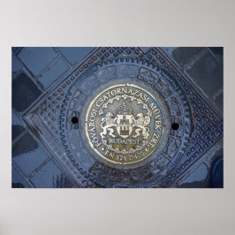 Póster Escudo de Armas de Budapest en una tapa de alcanta