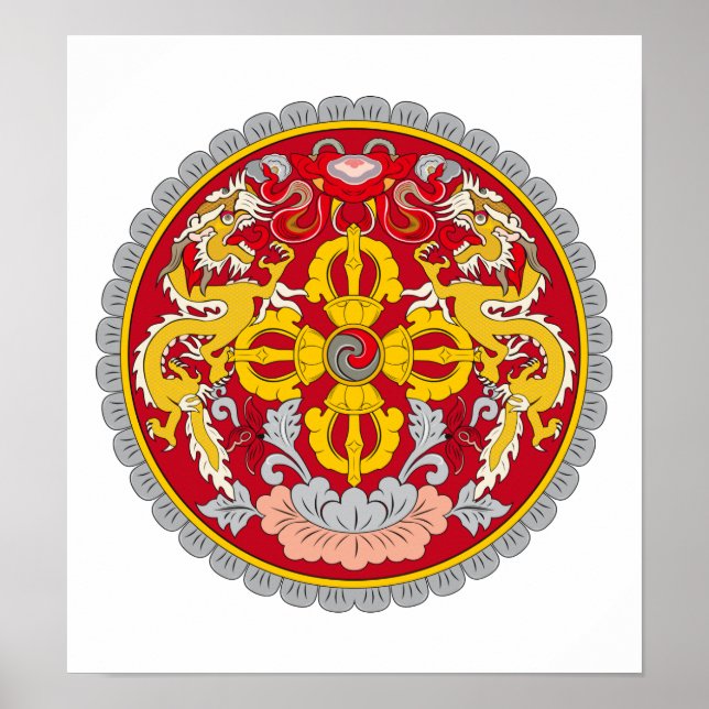 Póster Escudo De Armas De Bután (Frente)