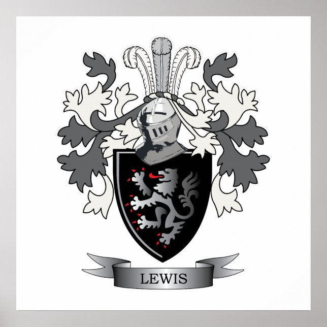 Póster Escudo de armas de la familia Lewis (Frente)