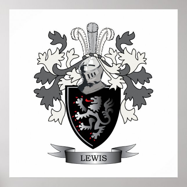 Póster Escudo de armas de la familia Lewis (Frente)