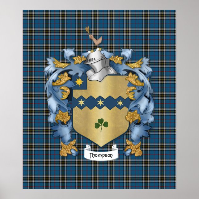 Póster Escudo de armas de la familia Thompson (Irlanda) (Frente)