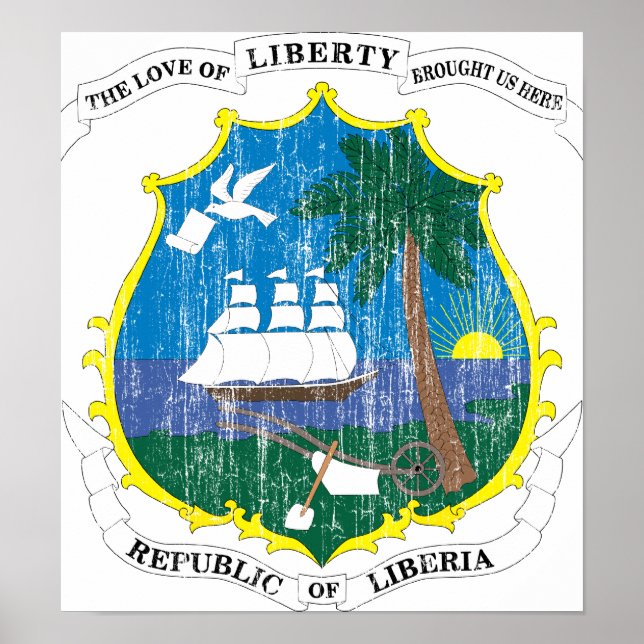 Póster Escudo De Armas De Liberia (Frente)