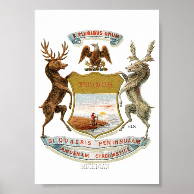 Póster Escudo de armas de Michigan (Frente)