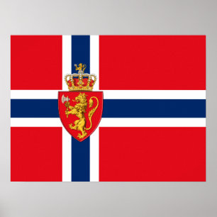 Póster Escudo de armas de Noruega en la bandera de Norueg