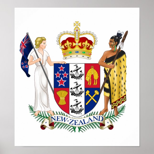 Póster Escudo De Armas De Nueva Zelandia (Frente)