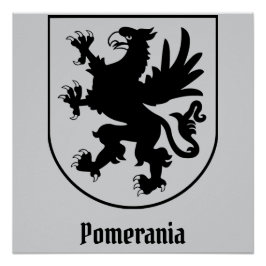 Póster Escudo de Armas de Pomerania Negro y Blanco Heráld
