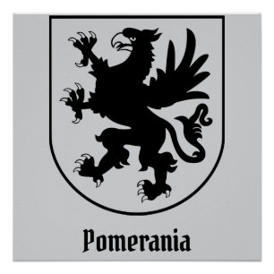 Póster Escudo de Armas de Pomerania Negro y Blanco Heráld