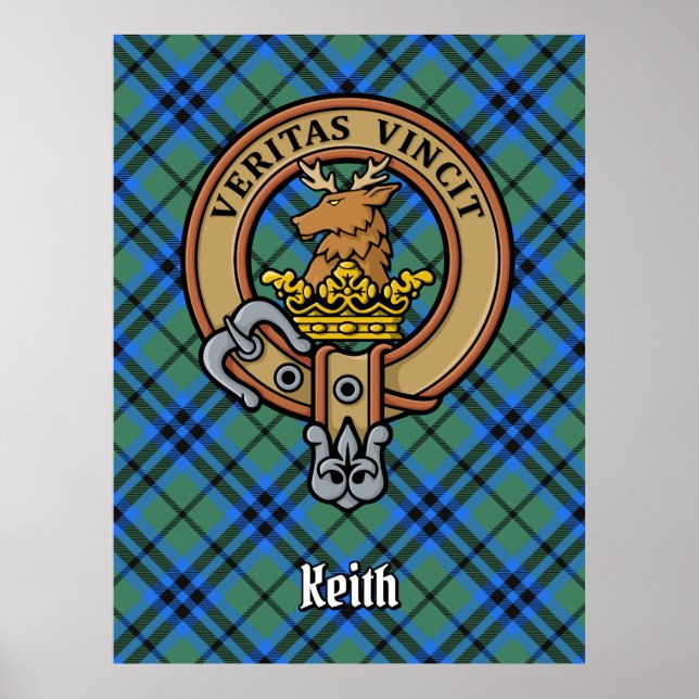 Póster Escudo de armas del Clan Keith sobre tartán (Frente)