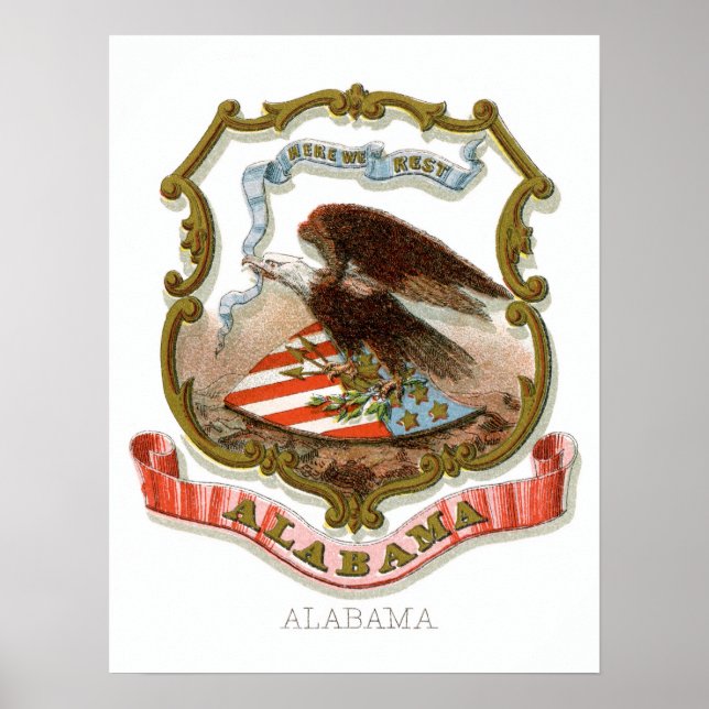 Póster Escudo de armas del estado de Alabama (Frente)