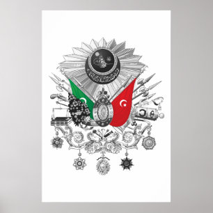 Póster Escudo de armas del Grayscale del imperio otomano
