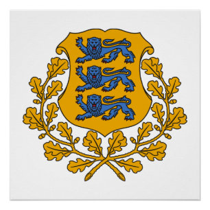 Póster Escudo de armas del país Estonia símbolo emblema b