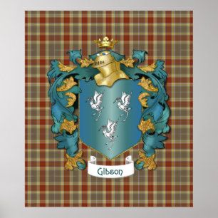 Póster Escudo de armas Gibson y Tartán