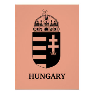 Póster Escudo de Armas Húngaro Arte Monocromo Contemporán
