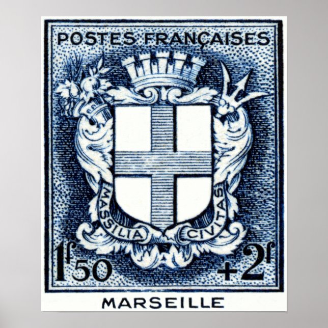 Póster Escudo de armas, Marsella, Francia (Frente)