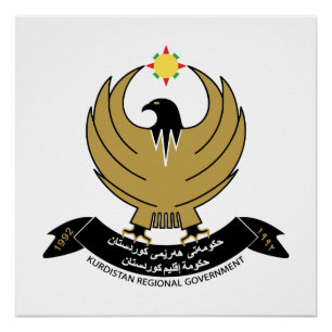Póster escudo de armas símbolo emblema águila país Kurdis