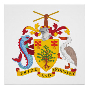 Póster escudo de armas símbolo emblema bandera de Barbado