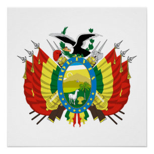 Póster escudo de armas símbolo emblema bandera de Bolivia
