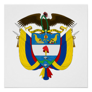 Póster escudo de armas símbolo emblema bandera de Colombi