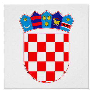 Póster escudo de armas símbolo emblema bandera de Croacia