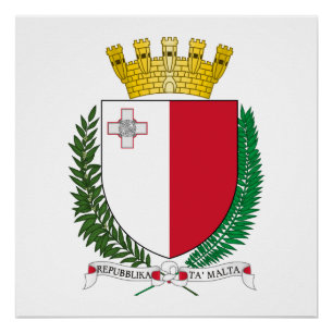 Póster escudo de armas símbolo emblema bandera de Malta