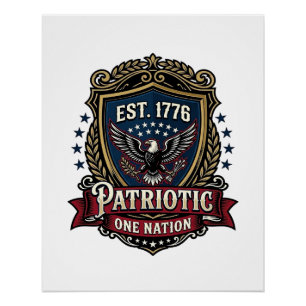Póster Escudo de batalla patriótico 1776 Símbolo inspirad