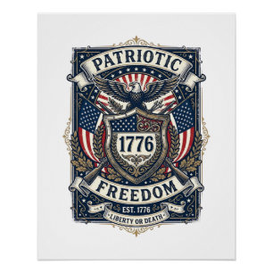 Póster Escudo de batalla patriótico 1776 Símbolo inspirad