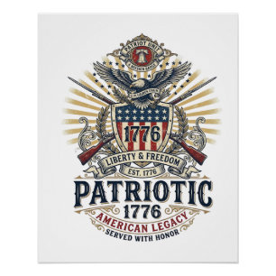 Póster Escudo de batalla patriótico 1776 Símbolo inspirad