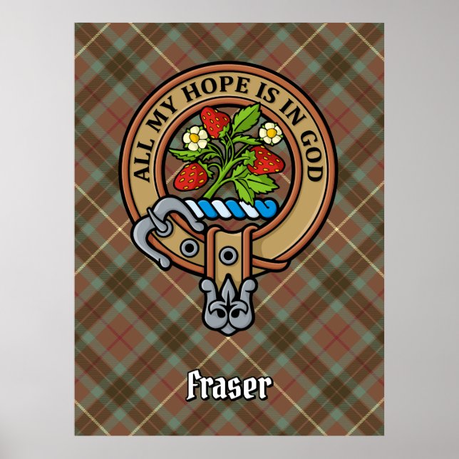 Póster Escudo de Clan Fraser sobre la caza al tartán eros (Frente)
