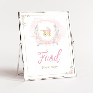 Póster Escudo de color de agua rosa Baby Shower Food