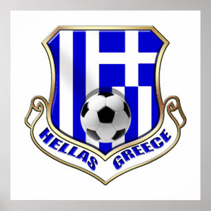 Póster Escudo de fútbol de Grecia - placa de Hellas