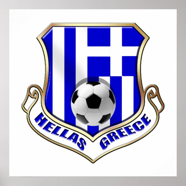 Póster Escudo de fútbol de Grecia - placa de Hellas (Frente)