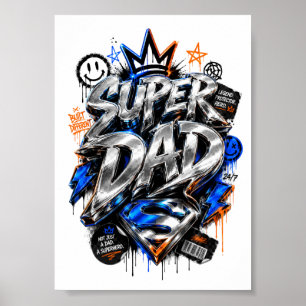 Póster Escudo de Graffiti Super Papá