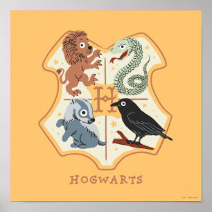 Póster Escudo de Hogwarts de Dibujos Animados