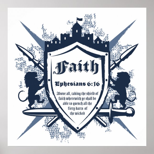 Póster Escudo de la fe cristiana Biblia contra efesios (Frente)