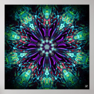 Póster Escudo de monstruos de flores v2 - patrones pareid