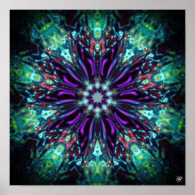 Póster Escudo de monstruos de flores v2 - patrones pareid (Frente)