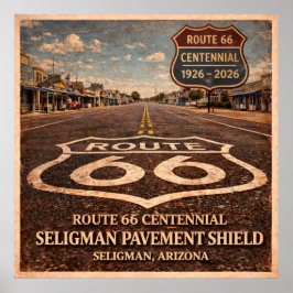 Póster Escudo de Pavimento de Seligman Ruta 66