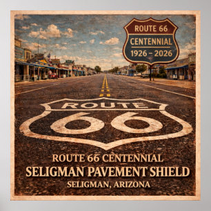 Póster Escudo de Pavimento de Seligman Ruta 66