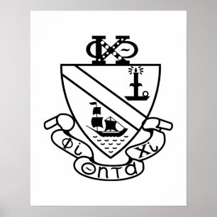 Póster Escudo de Phi Chi Theta B&W