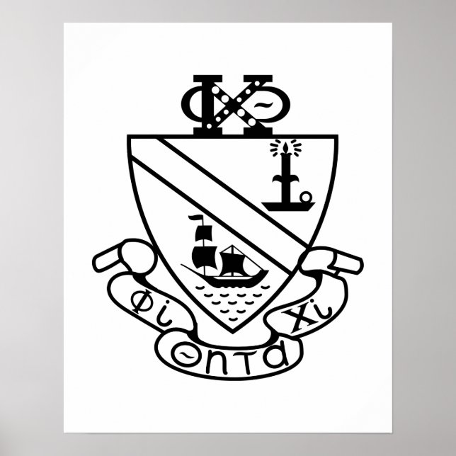 Póster Escudo de Phi Chi Theta | B&W (Frente)