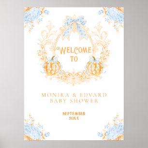 Póster Escudo de toile de calabaza Elegant Boy Baby Showe