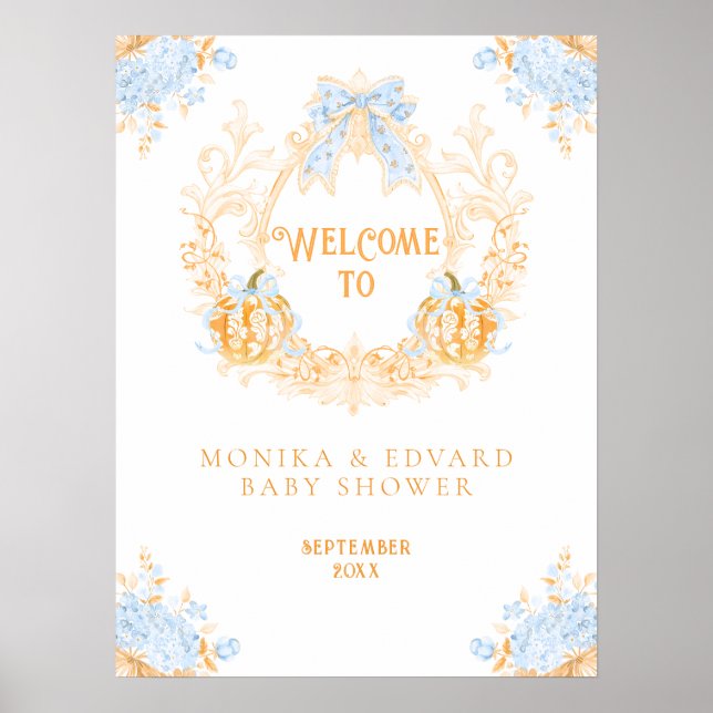 Póster Escudo de toile de calabaza Elegant Boy Baby Showe (Frente)